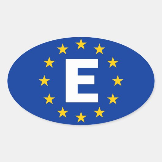 VIER Fahne "E" Europäische Gewerkschaft Ovaler Aufkleber (Vorderseite)