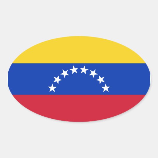 VIER Fahne Venezuela Ovaler Aufkleber (Vorderseite)
