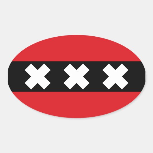 VIER Fahne von Amsterdam Ovaler Aufkleber (Vorderseite)