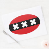 VIER Fahne von Amsterdam Ovaler Aufkleber (Umschlag)