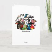 Vier-Farb-Xmas-Budgies Feiertagskarte (Rückseite)