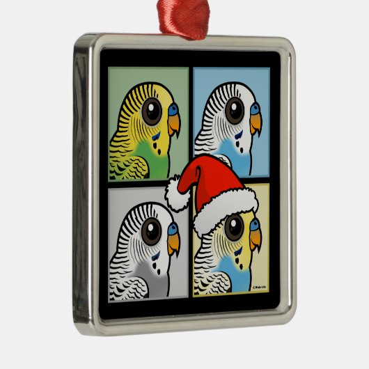 Vier-Farb-Xmas-Budgies Ornament Aus Metall (Rechts)