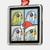 Vier-Farb-Xmas-Budgies Ornament Aus Metall (Links)