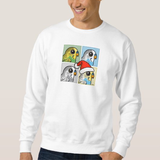 Vier-Farb-Xmas-Budgies Sweatshirt (Vorderseite)