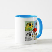 Vier-Farb-Xmas-Budgies Tasse (VorderseiteRechts)