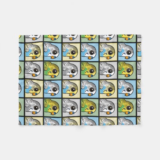 Vier Farbe Budgies Fleecedecke (Vorderseite (Horizontal))