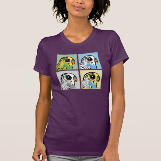 Vier Farbe Budgies T-Shirt (Vorderseite)