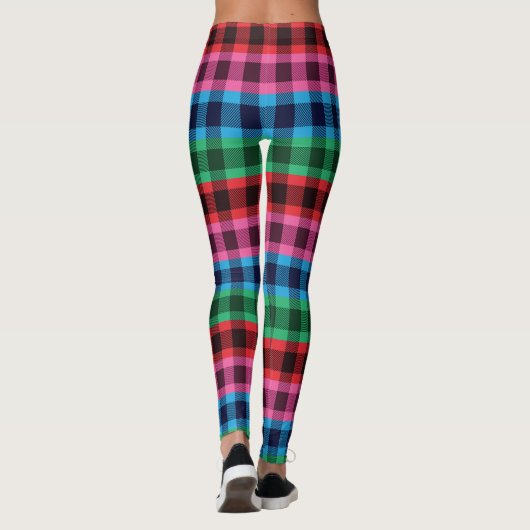 Vier Farben kariertes Muster Leggings (Rückseite)