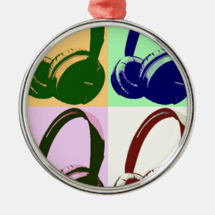 Vier Farben Pop Art Kopfhörer Ornament Aus Metall