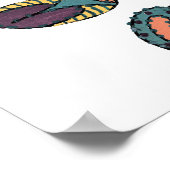 Vier farbenfrohe Blätter und Weinkeller Poster (Ecke)