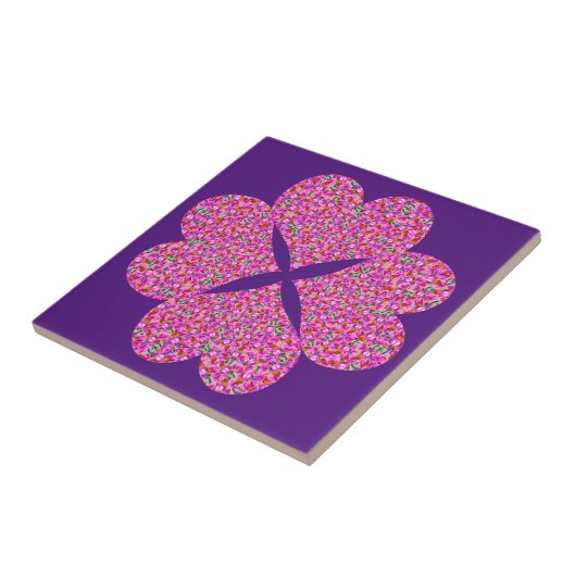 Vier farbige Blume Herz Fliese (Seite)