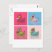 Vier farbige Enten Postkarte (Vorne/Hinten)