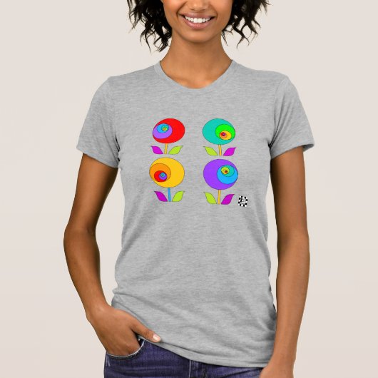Vier farbige Fibonacci-Blume T - Shirt (Vorderseite)
