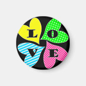 Vier farbige Herzen Magnet (Vorne)