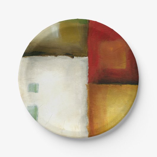 Vier farbige Rechtecke von Chariklia Zarria Pappteller (Vorderseite)