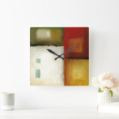 Vier farbige Rechtecke von Chariklia Zarria Quadratische Wanduhr (Zuhause)