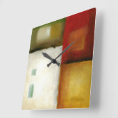 Vier farbige Rechtecke von Chariklia Zarria Quadratische Wanduhr (Winkel)