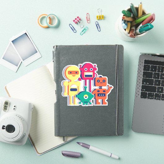 Vier farbige Roboter Vinyl Sticker (iPad Hülle)