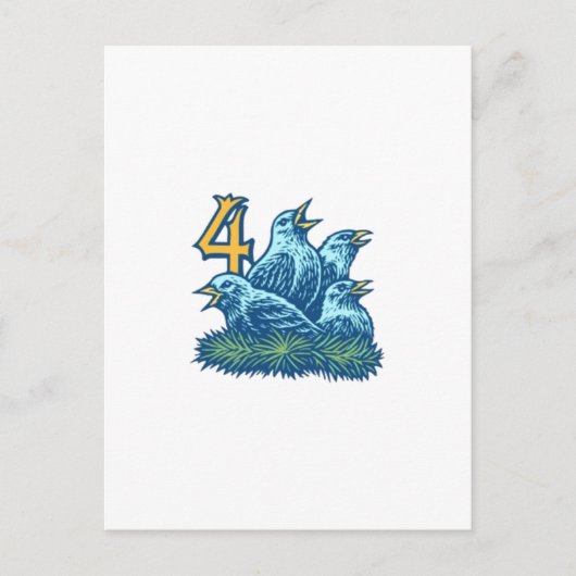 Vier farbige Vögel Postkarte (Vorderseite)