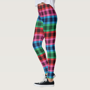 Vier Farbkariertes Muster Leggings