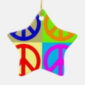 Vier FarbPop-Kunst-Friedenszeichen Keramik Ornament (Vorne)