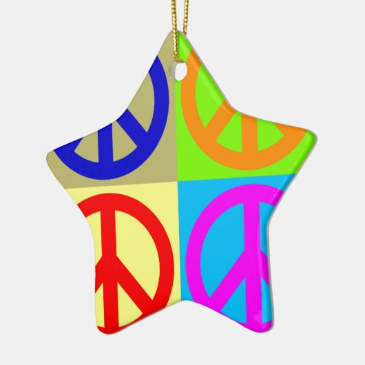 Vier FarbPop-Kunst-Friedenszeichen Keramik Ornament (Links)