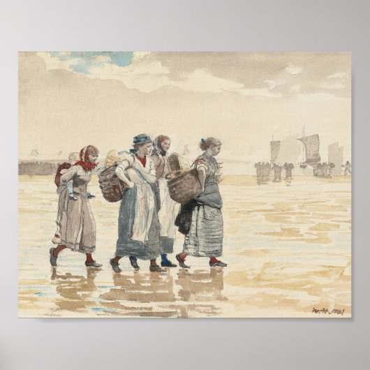 Vier Fischfrauen am Strand | Winslow Homer Poster (Vorne)