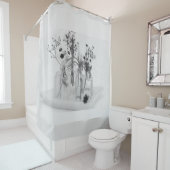 Vier Flaschen und weiße Blume Duschvorhang (Beispiel)