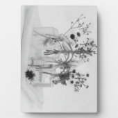 Vier Flaschen und weiße Blume Fotoplatte (Vorderseite)