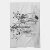 Vier Flaschen und weiße Blume Geschirrtuch (Vertikal)