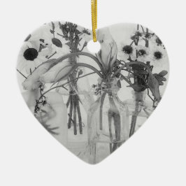 Vier Flaschen und weiße Blume Keramik Ornament