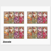 Vier Floral Muchas Rechteckiger Aufkleber (Blatt)