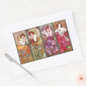 Vier Floral Muchas Rechteckiger Aufkleber (Umschlag)