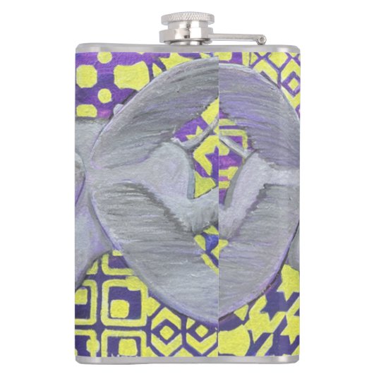 Vier Flügel-Elefanten Flachmann (Rückseite)