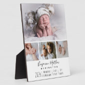 Vier Foto Baby Birth Stats Keepake Plaque Fotoplatte (Seite)