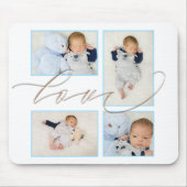 Vier Foto Collage Baby Family Liebe Script Mousepad (Vorne)