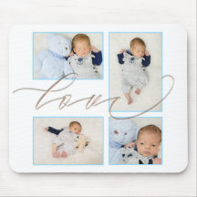 Vier Foto Collage Baby Family Liebe Script