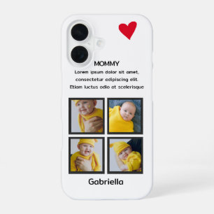 Vier-Foto-Collage Herz Personalisierter Benutzerde iPhone 16 Hülle
