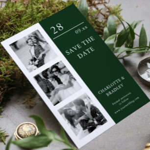 Vier-Foto-Hochzeitscollage modern minimalistisch Save The Date