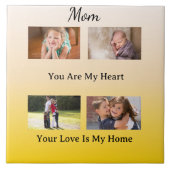 Vier-Foto-Layout – Cream & Gold Tribute Fliese (Vorderseite)