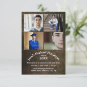 Vier Foto Leder 3x5- Abschluss Ankündigung (Stehend Vorderseite)