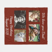 Vier Foto Personalisiert Maroon Red Fleecedecke (Vorderseite (Horizontal))