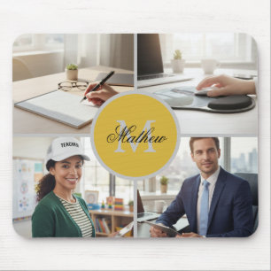 Vier Foto Personalisiertes Monogramm Name Benutzer Mousepad