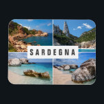 Vier Foto Strände Sardiniens sammeln Souvenir Magnet<br><div class="desc">Der rechteckige Kühlschrank Foto Magnet mit einer Andenken-Collage von vier Landschaft-Fotos der wunderschönen Strände auf der Mittelmeerinsel Sardinien,  Italien und der italienischen Text: "Sardegna",  was Sardinien bedeutet.</div>