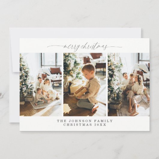 Vier Foto Weihnachtskarte Wünsche Einladung (Vorderseite)