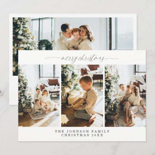 Vier Foto Weihnachtskarte Wünsche Einladung (Vorne/Hinten)