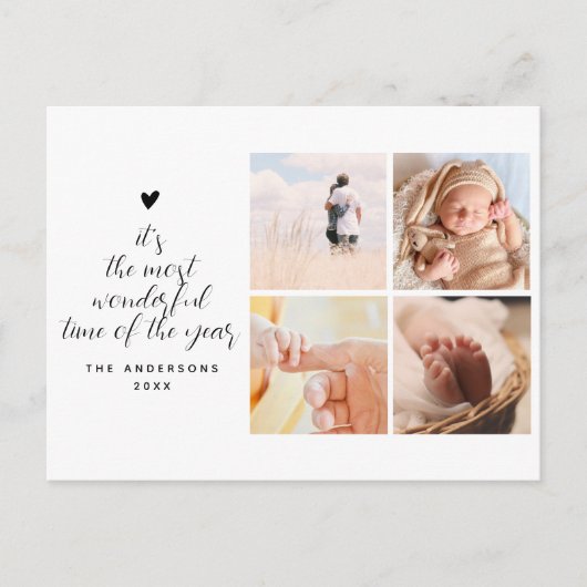 Vier-Foto Weihnachtskollektion Wunderbare Zeit Postkarte (Vorderseite)