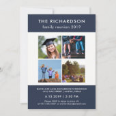 Vier Foto Wiedersehen mit Blau und Weiß Einladung (Vorderseite)