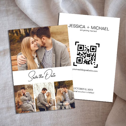 Vier Foto Zweiseitige Hochzeit Save The Date