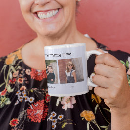 Vier Fotos bearbeiteter Text personalisiert Kaffeetasse